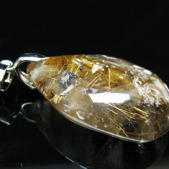 タイチンルチルクォーツ ペンダント ブラウンゴールド ルチルクォーツ ペンダントトップ pendant ルチレイテッドクォーツ 一点物 送料無料 112-12718
