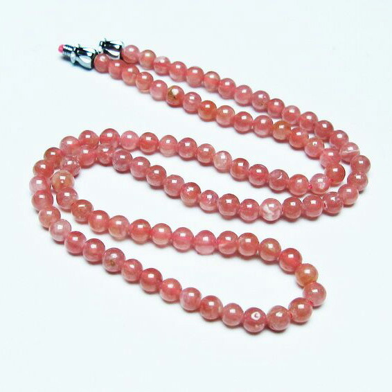 インカローズ ネックレス 菱マンガン鉱 ロードクロサイト necklace インカの薔薇 inca rose 一点物 送料無料 113-777
