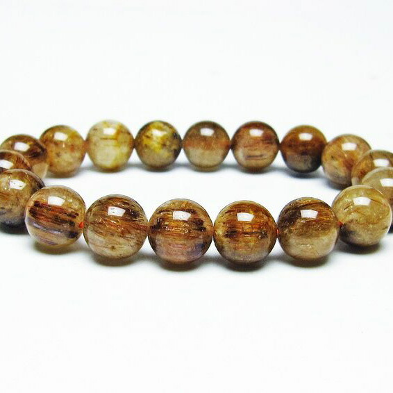 ルチルクォーツ ブレスレット 12mm ルチレイテッドクォーツ ブレス bracelet ブラウン 一点物 送料無料 111-45765