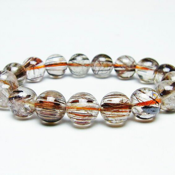 ルチルクォーツ ブレスレット 13mm ルチレイテッドクォーツ ブレス bracelet ブラウン 一点物 送料無料 111-45782