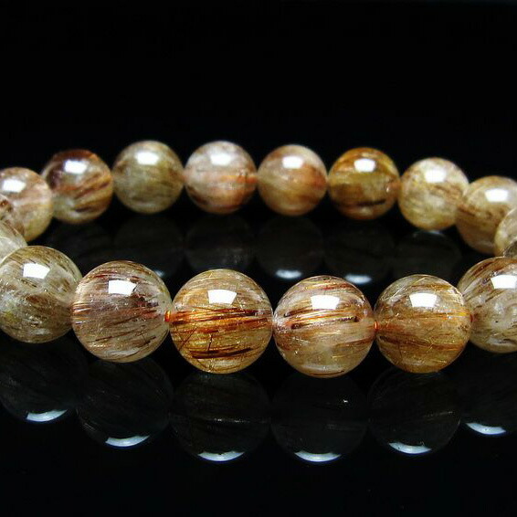 ルチルクォーツ ブレスレット 12mm ルチレイテッドクォーツ ブレス bracelet ブラウン 一点物 送料無料 111-45931 6,916円