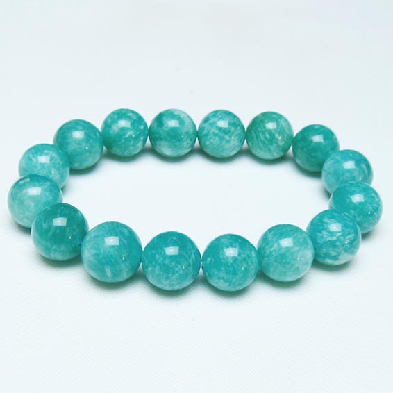 アマゾナイト ブレスレット 13mm アマゾンジェイド ブレス amazonstone てんが石 amazonite bracelet アマゾンストーン 一点物 送料無料 111-47781