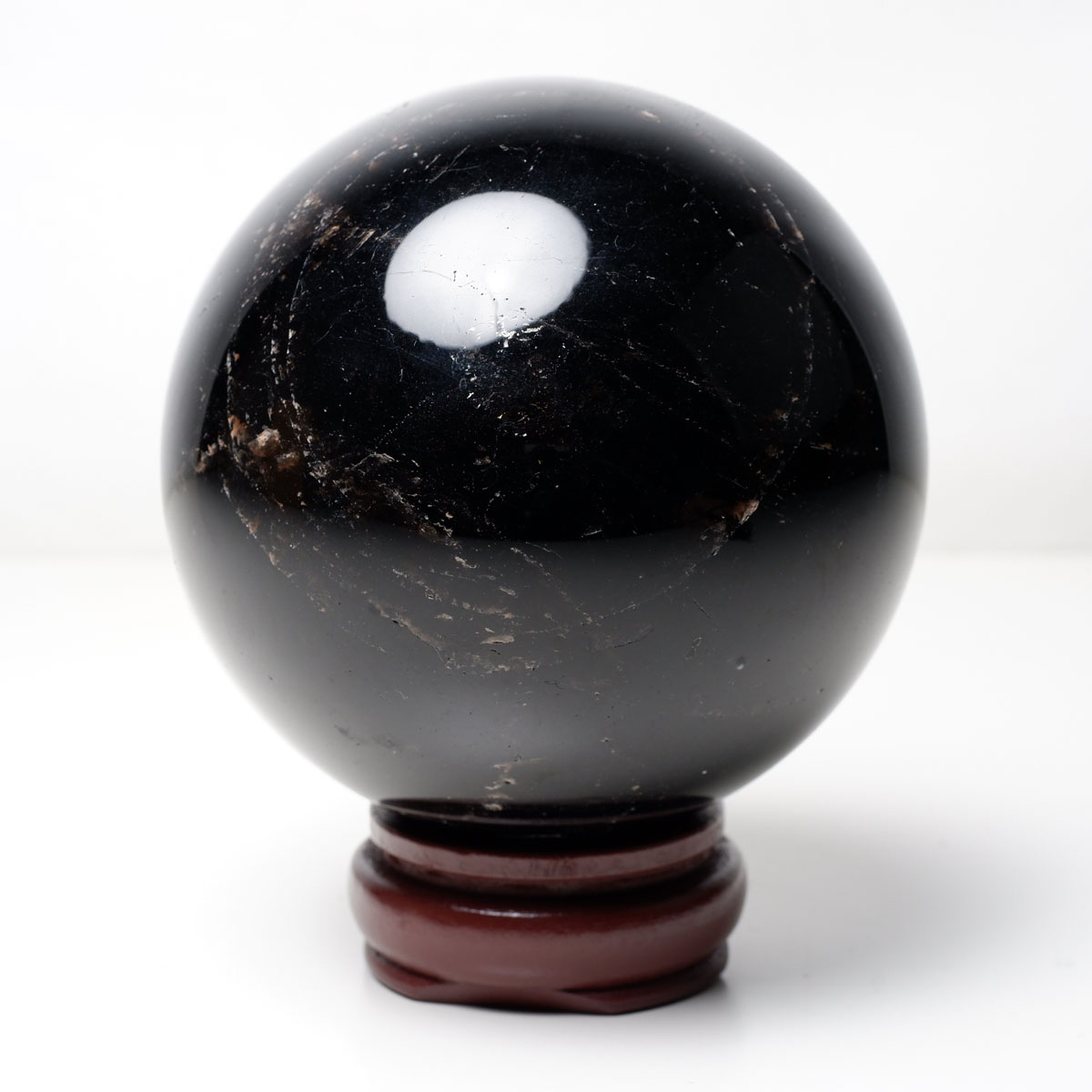 1.5Kg モリオン 丸玉 105mm 黒水晶 丸玉 morion スフィア 球体 置物 原石 一点物 送料無料 151-8573