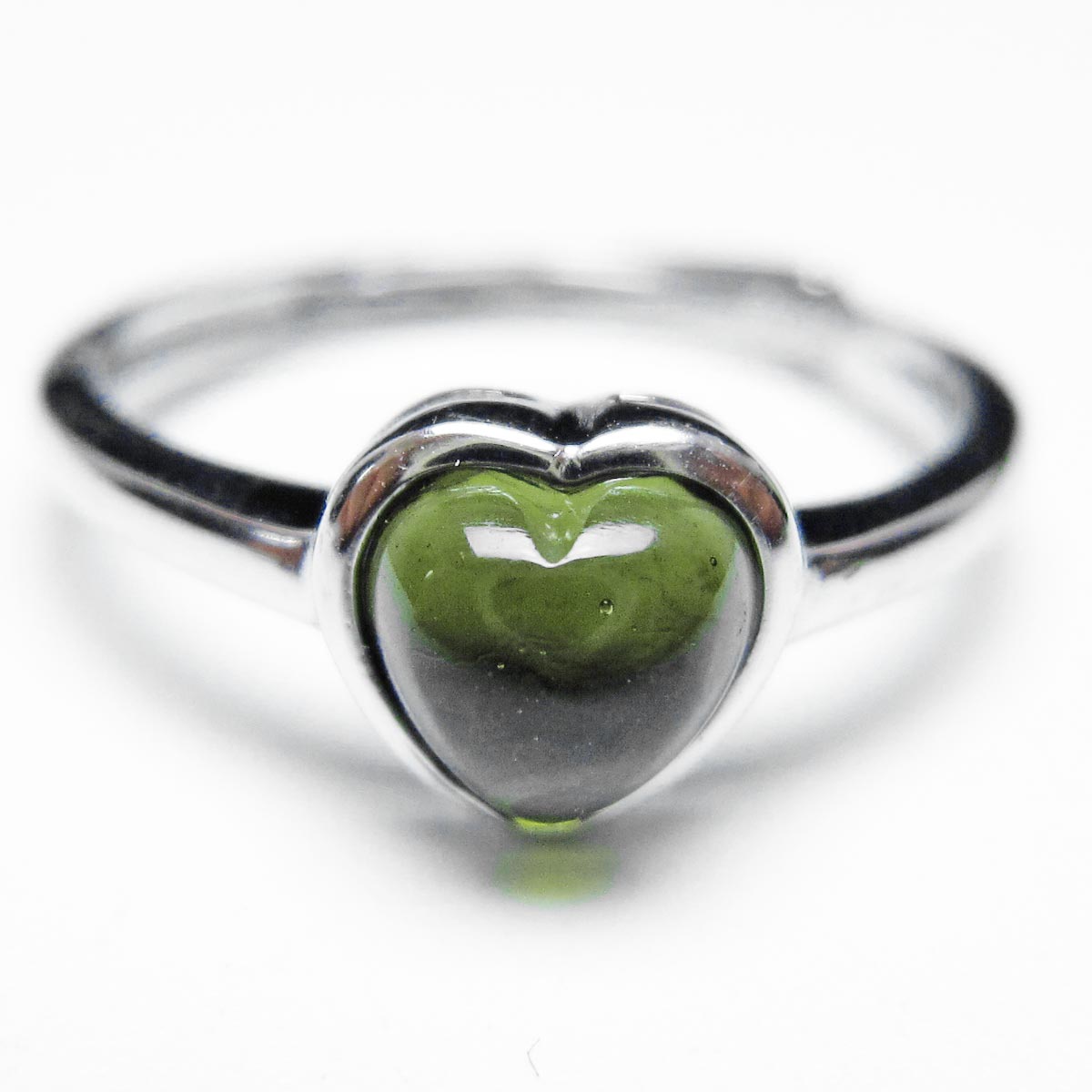 モルダバイト リング モルダバイト 指輪 ハート フリーサイズ moldavite ring 天然ガラス モルダウ石 メンズ レディース 一点物 12号 送料無料 199-465