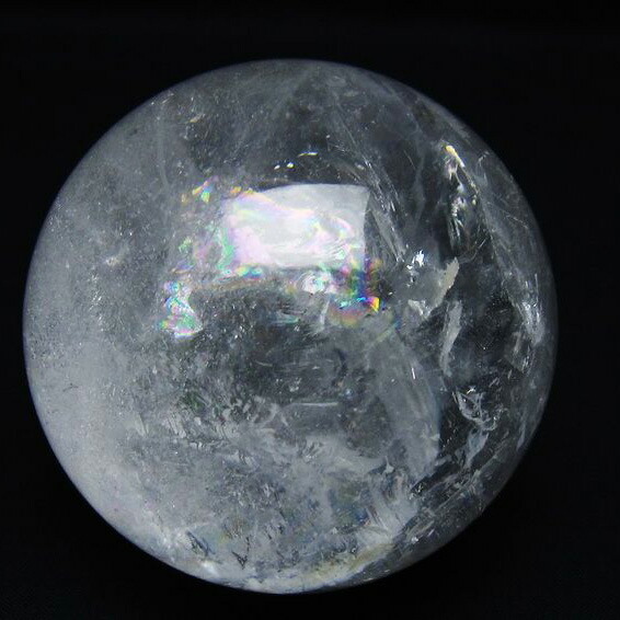 水晶 丸玉 虹入り 75mm 球体 置物 クリスタルボール 水晶玉 スフィア 浄化 玉 すいしょう パワーストーン 天然石 一点物 送料無料 151-8752
