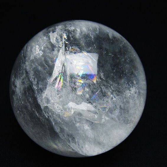 水晶 丸玉 虹入り 60mm 球体 置物 クリスタルボール 水晶玉 スフィア 浄化 玉 すいしょう パワーストーン 天然石 一点物 送料無料 151-8768