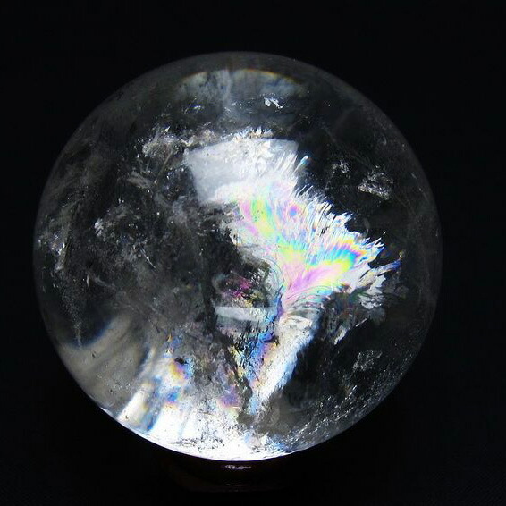 水晶 丸玉 虹入り 58mm スフィア 浄化 玉 球体 置物 クリスタルボール 水晶玉 すいしょう パワーストーン 天然石 一点物 送料無料 151-8796