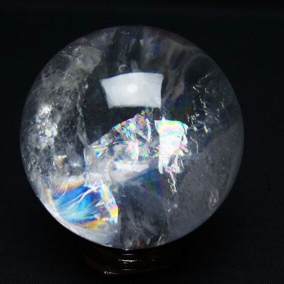 水晶 丸玉 虹入り 63mm スフィア 浄化 玉 球体 置物 クリスタルボール 水晶玉 すいしょう パワーストーン 天然石 一点物 送料無料 151-8820