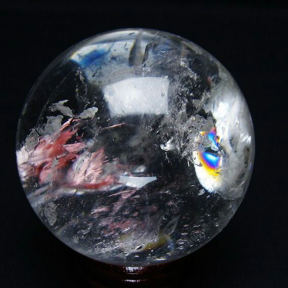 水晶 丸玉 虹入り 62mm 球体 スフィア 玉 水晶玉 置物 浄化 クリスタルボール 天然石 パワーストーン すいしょう 一点物 送料無料 151-9060