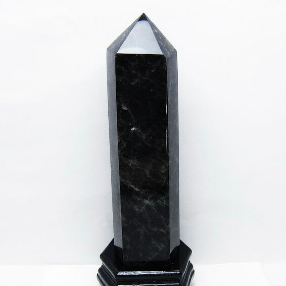 3.3Kg モリオン 黒水晶 六角柱 ポイント 置物 morion パワーストーン 天然石 台座付属 一点物 送料無料 162-425