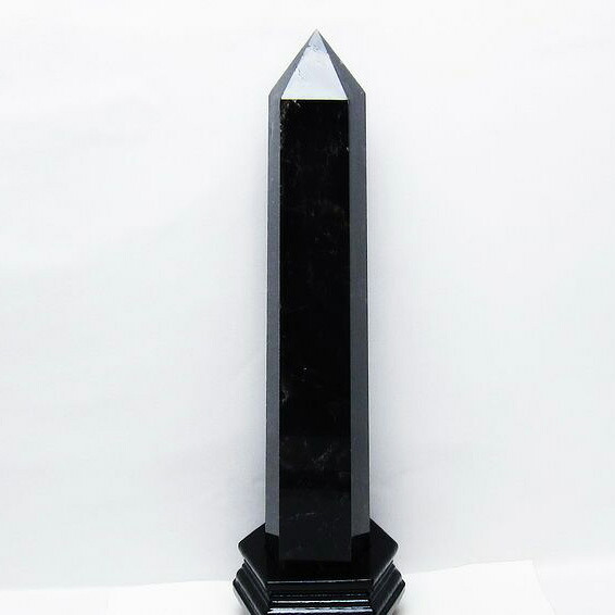 2.1Kg モリオン 黒水晶 六角柱 ポイント 置物 morion パワーストーン 天然石 台座付属 一点物 送料無料 162-430