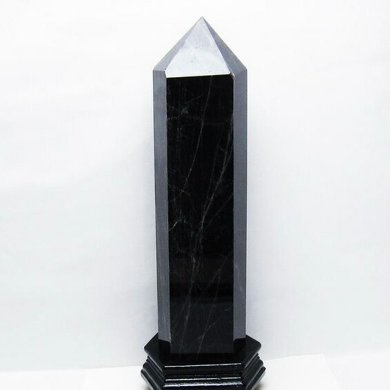 5.8Kg モリオン 黒水晶 六角柱 ポイント 置物 morion パワーストーン 天然石 台座付属 一点物 送料無料 162-433