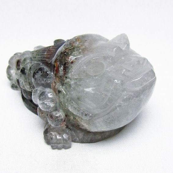 水晶 置物 キンセン 金蟾 手彫り 卓上 ガーデンクォーツ すいしょう 一点物 送料無料 154-63｜天然石・パワーストーンの東昇