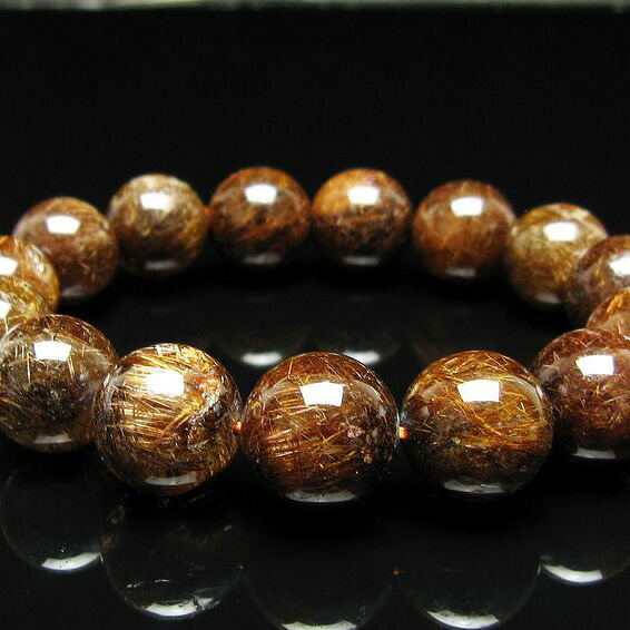 ルチルクォーツ ブレスレット 14mm ブロンズルチル ブレス ルチレイテッドクォーツ bracelet メンズ レディース 送料無料 一点物 111-50819｜天然石・パワーストーンの東昇