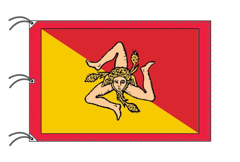 TOSPA イタリア 州旗 シチリア州(140×210cm 高級テトロン製 日本製)|トスパ世界の国旗販売ショップ