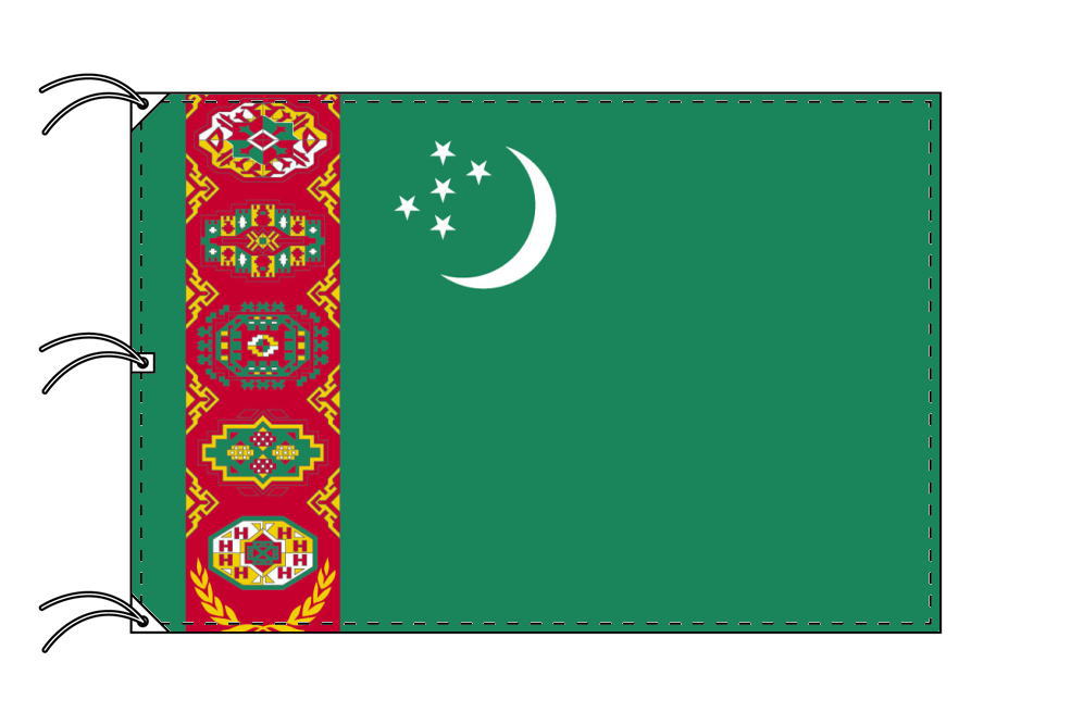 TOSPA トルクメニスタン 国旗 140×210cm テトロン製 日本製 世界の国旗シリーズ