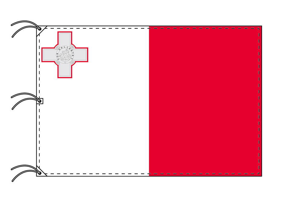 TOSPA マルタ 国旗 140×210cm テトロン製 日本製 世界の国旗シリーズ