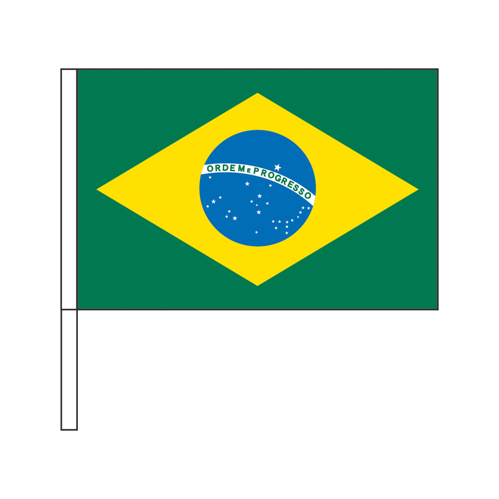 【TOSPA ブラジル国旗 ポータブルフラッグ 旗サイズ25×37.5cm テトロン製 日本製 世界の国旗シリーズ  トスパ世界の国旗販売ショップ