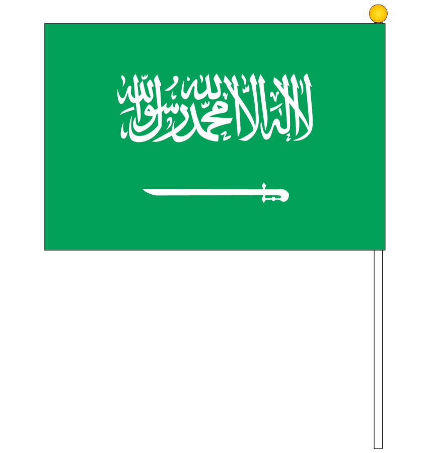 楽天市場 訳あり サウジアラビア国旗 ポール付き手旗 サイズ25 37 5ｃｍ トスパ世界の国旗販売ショップ