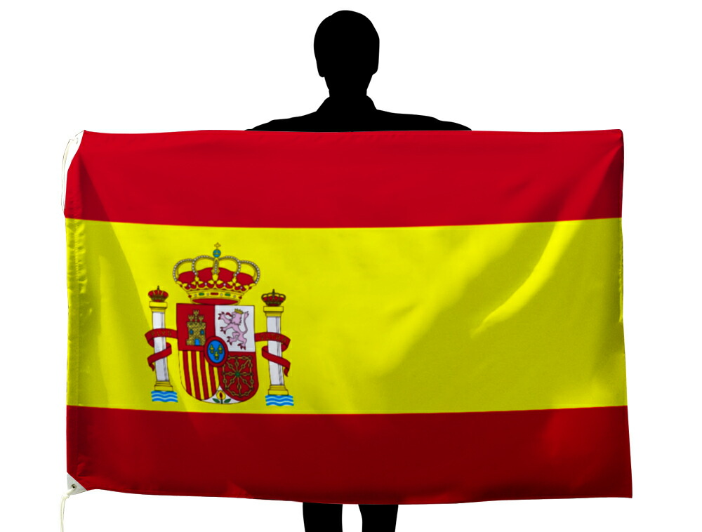 TOSPA スペイン 国旗 紋章入り 100×150cm テトロン製 日本製 世界の国旗シリーズ
