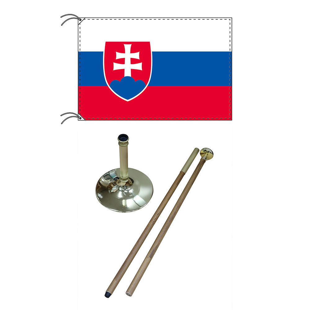 TOSPA 高級直立型スタンド 国旗セット スロバキア国旗 90&times;135ｃｍ テトロン製｜トスパ世界の国旗販売ショップ