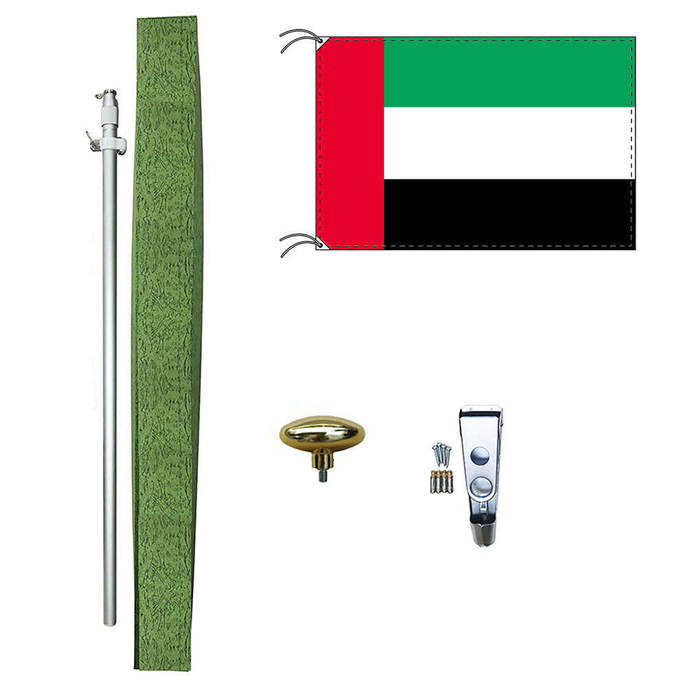 TOSPA アラブ首長国連邦 UAE 国旗 DXセット 70×105cm国旗 アルミ合金ポール 壁面設置部品のセット 日本製 世界の国旗シリーズ