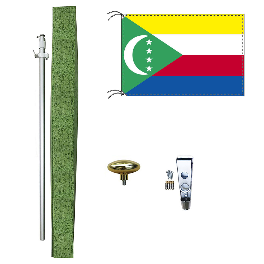 TOSPA コモロ 国旗 DXセット 70×105cm国旗 アルミ合金ポール 壁面設置部品のセット 日本製 世界の国旗シリーズ 13,942円