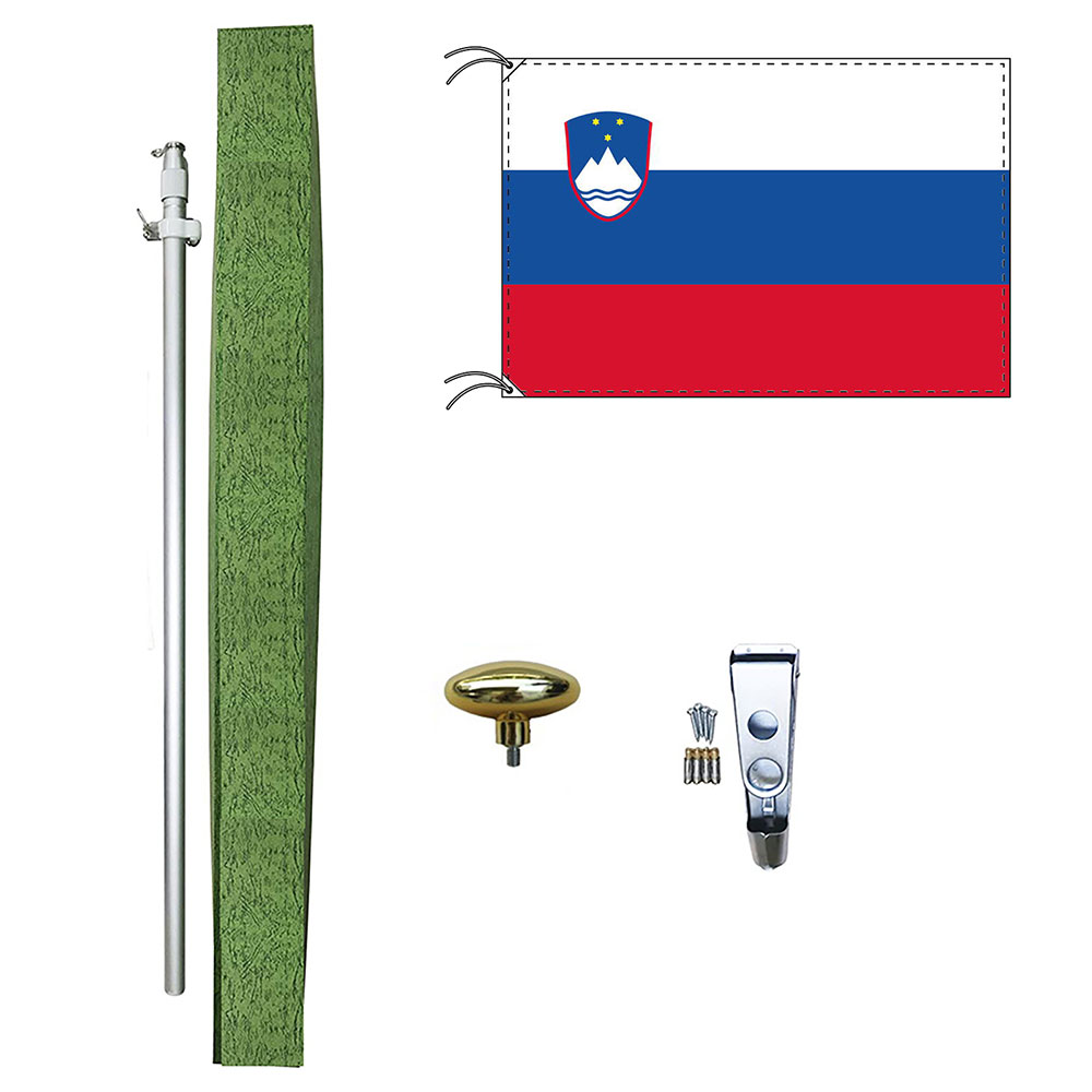 TOSPA スロベニア 国旗 DXセット 70×105cm国旗 アルミ合金ポール 壁面設置部品のセット 日本製 世界の国旗シリーズ