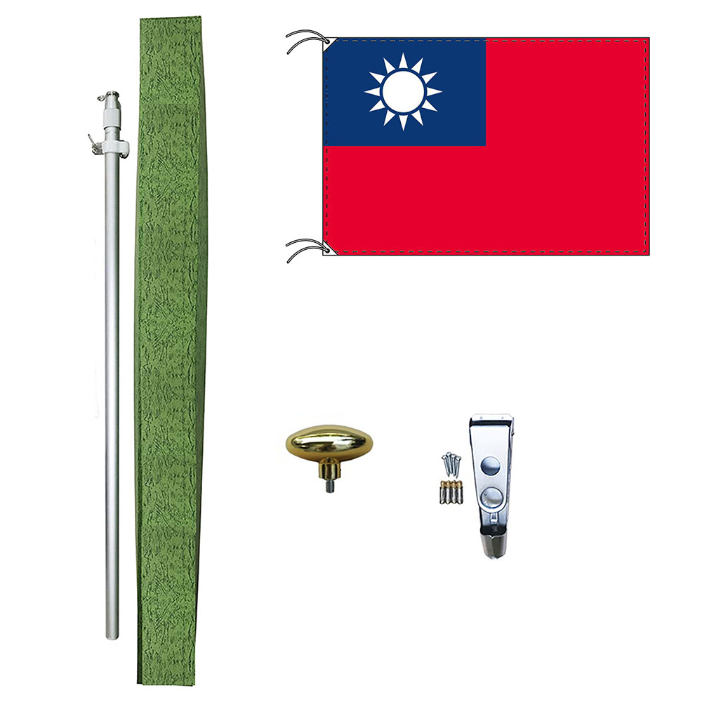TOSPA 台湾 中華民国 旗 DXセット 70×105cm旗 アルミ合金ポール 壁面設置部品のセット 日本製 世界の国旗シリーズ