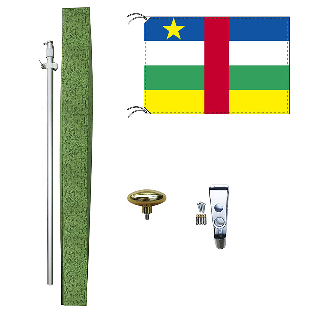 TOSPA 中央アフリカ 国旗 DXセット 70×105cm国旗 アルミ合金ポール 壁面設置部品のセット 日本製 世界の国旗シリーズ