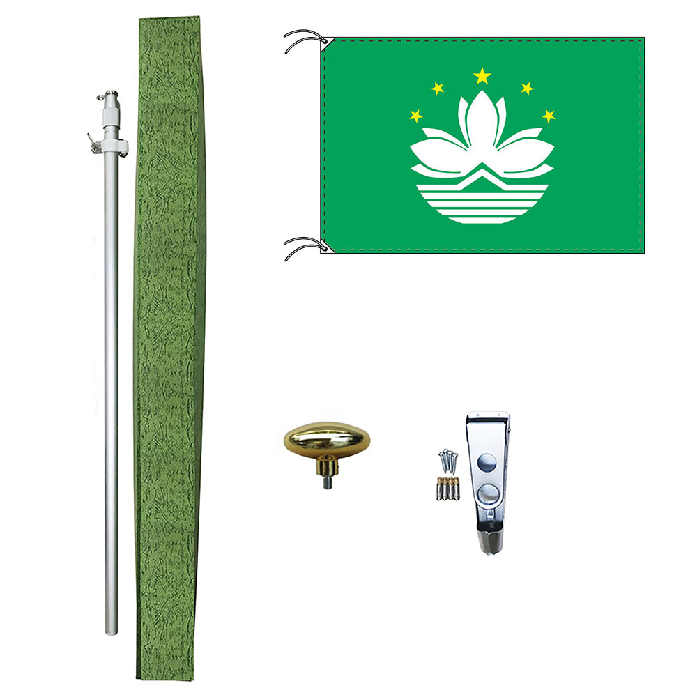 TOSPA マカオ 澳門 旗 DXセット 70×105cm旗 アルミ合金ポール 壁面設置部品のセット 日本製 世界の国旗シリーズ
