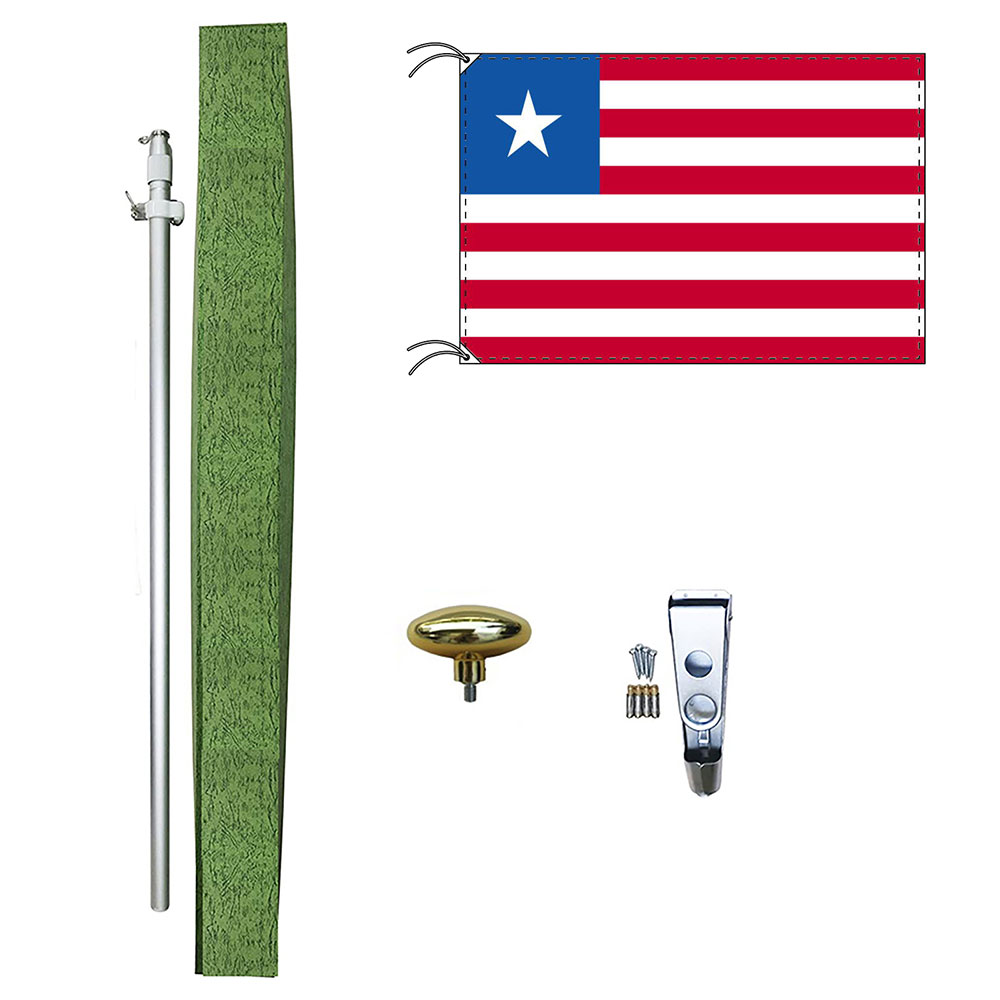 TOSPA リベリア 国旗 DXセット 70×105cm国旗 アルミ合金ポール 壁面設置部品のセット 日本製 世界の国旗シリーズ