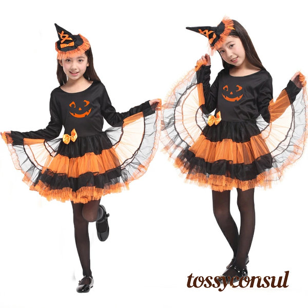 子供 ハロウィン 万聖節 コスプレ 南瓜 巫女 魔法 コスチューム 女の子 ワンピース 衣装 子供服 イベント halloween 仮装 こども チュール 着ぐるみ cosplay 仮装 学園祭 文化祭 体育祭 通販 演出服 コスチューム 仮装用 4,180円