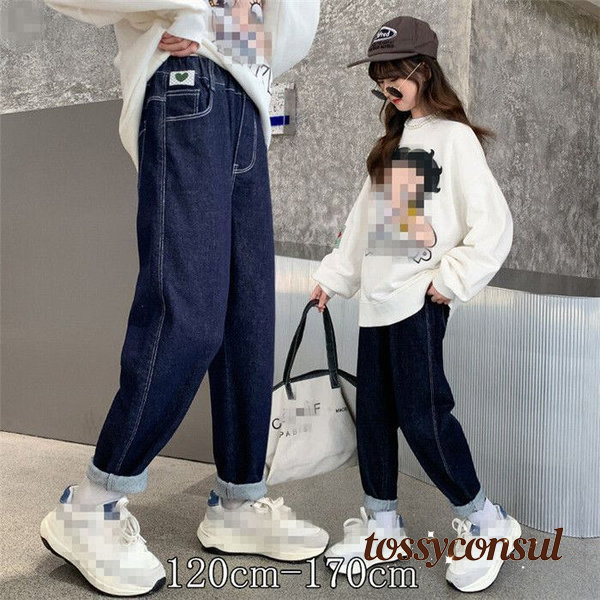 子ども服 デニムパンツ ワイドパンツ 裹起毛 ジーンズ ロングパンツ 女の子 ジーパン カジュアル 長ズボン ガウチョパンツ ボトムス キッズ こども ゆったり 韓国子供服 春秋冬 暖かい おしゃれ 通学着 通園着 120 130 新生活