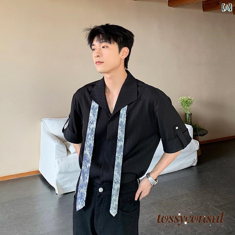 メンズ ファッション 春夏 秋冬 かっこいい オシャレ モテ 男性用 紳士服 服 韓国 シンプル 大人 ノンアイロン しわ 防止 テクスチャ シャツ 半袖 ハイエンド シャツ ゆったり カジュアル｜トッシーコンサル 8,899円