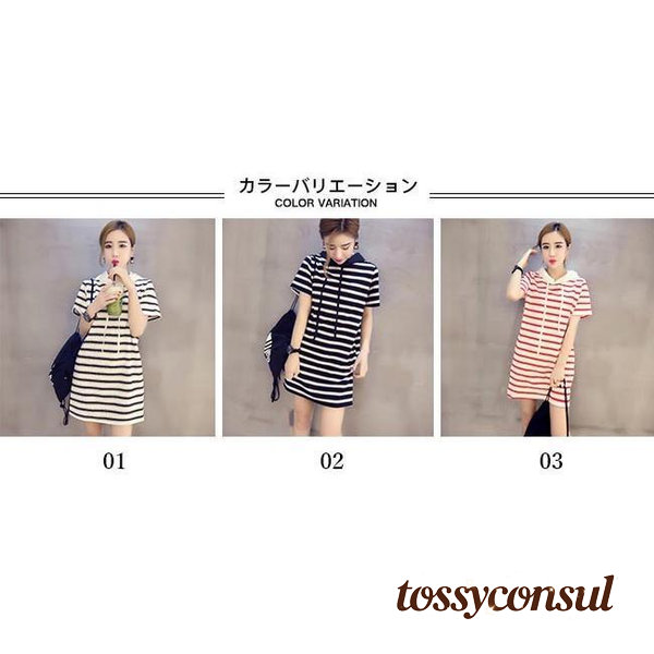 新生活応援 春 夏 Tシャツ 半袖 レディース ボーダー柄Tシャツ 半袖Tシャツ ゆったり Tシャツワンピース ショートワンピース 女性 半袖ワンピース ボーダー柄 夏｜トッシーコンサル