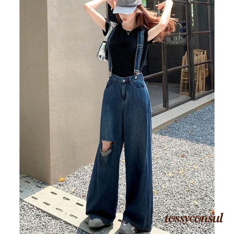 新生活応援 サス付デニムワイドパンツ ハイウエスト 女 レディース ボトムス ファッション ホワイトデーお返し 母の日 彼女 姉妹｜トッシーコンサル