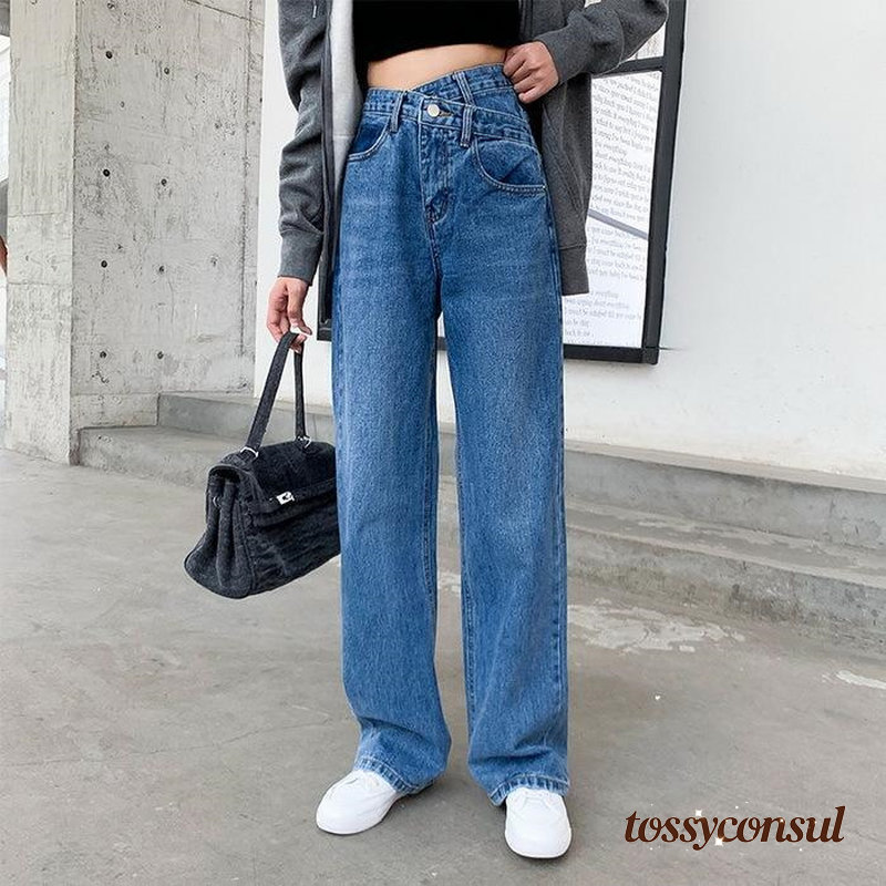 新生活応援 ジーンズ レディース デニムパンツ ストレート ジーパン ワイドパンツ ハイウエスト デニムズボン ロング丈 ゆったり 着痩せ 春夏秋 オシャレ 30代40代50代|トッシーコンサル
