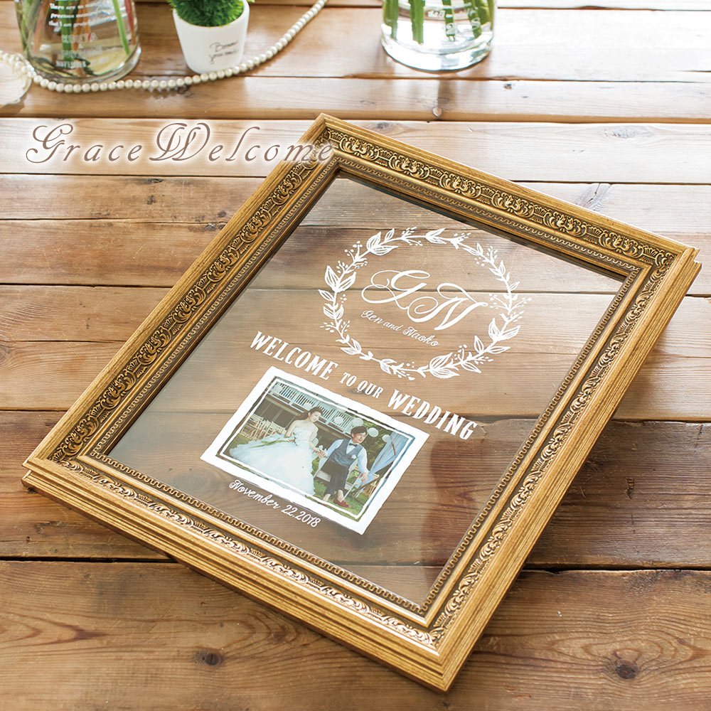 Grace Welcome グレースウェルカム BestDayEver Wreath 結婚式 ウェルカムボード 名前入り ウェディング 披露宴 ブライダル 記念品 名入れ アンティーク お祝い ウェルカムアイテム メモリアルアイテム 送料無料【返品不可】【キャンセル不可】