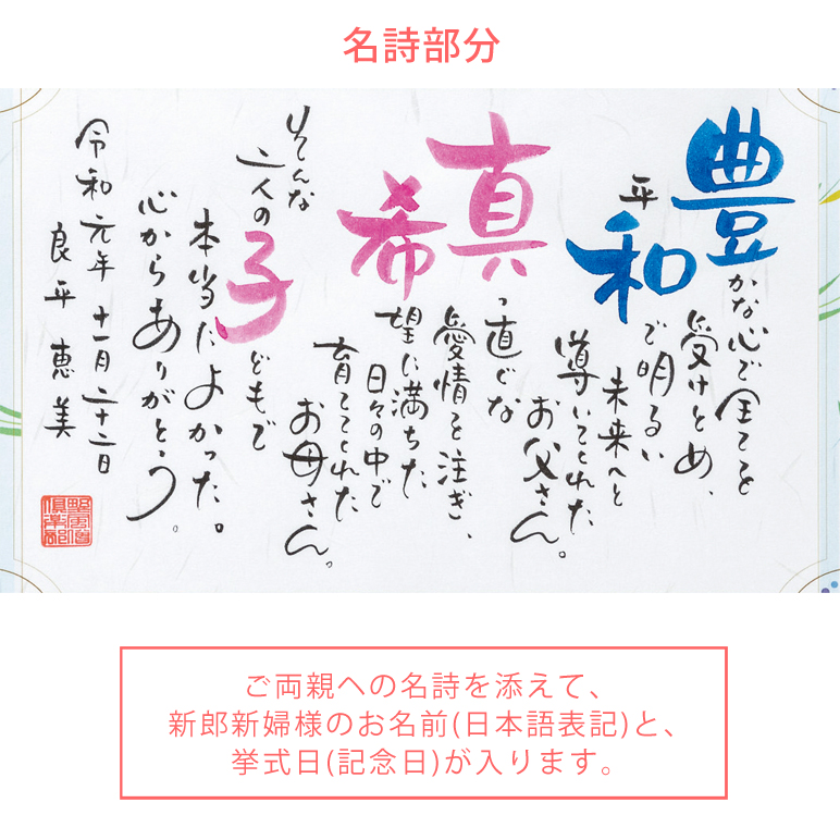 両親 プレゼント 結婚式 記念品 名詩ポエム 親ギフト 引き菓子 贈呈品 名入れ 挙式日 ウェディング 感謝の記憶 2人用 爆買い価格 感謝の声続々高評価