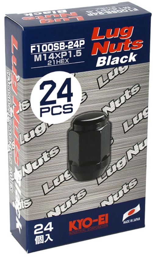 KYO-EI ホイールナット24個セット 21HEX M14-P1.5 ブラック 60度テーパー角 ラグナット