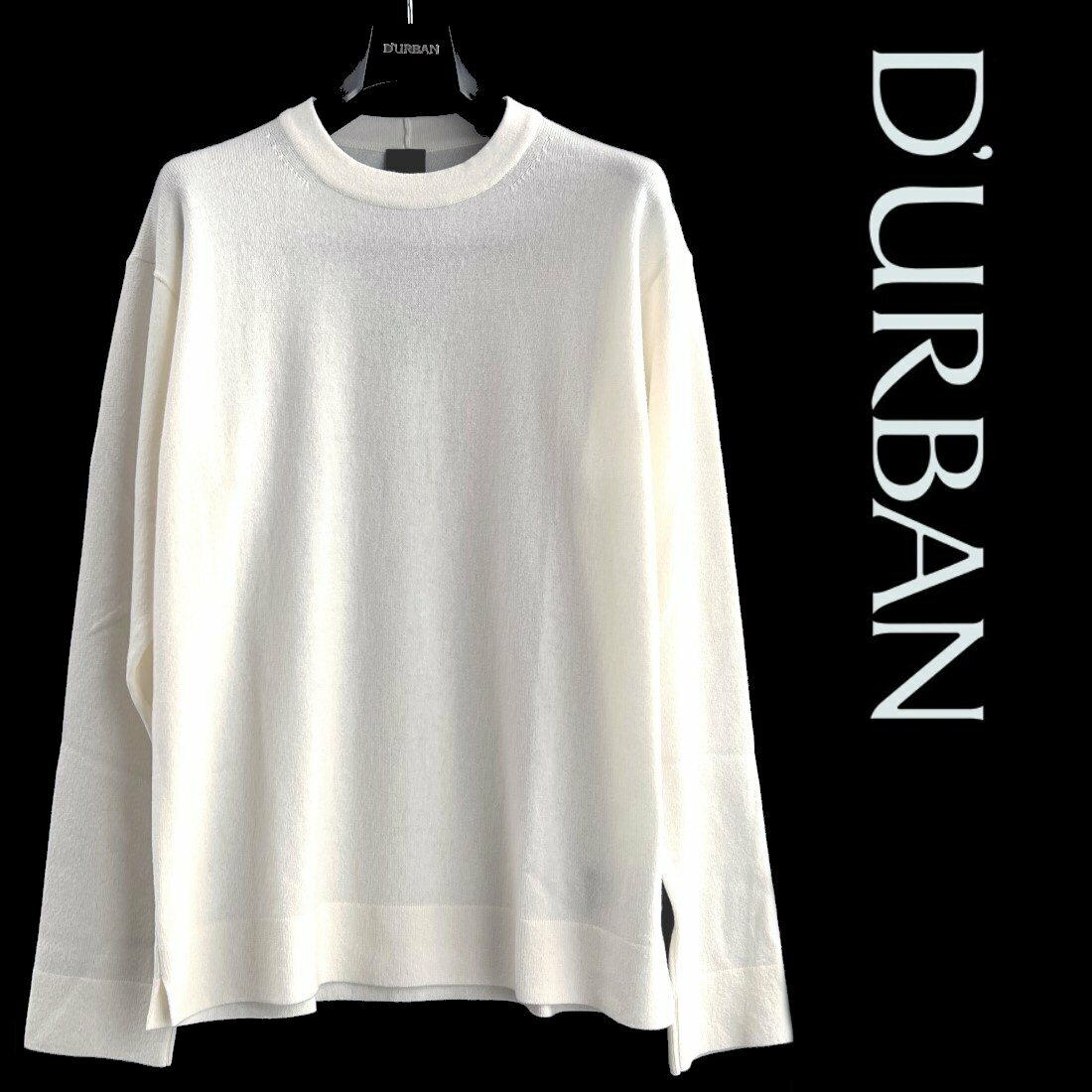 D\u0027URBAN【ダーバン】日本製カシミール100％長袖クルーネックニット白 白いこと
