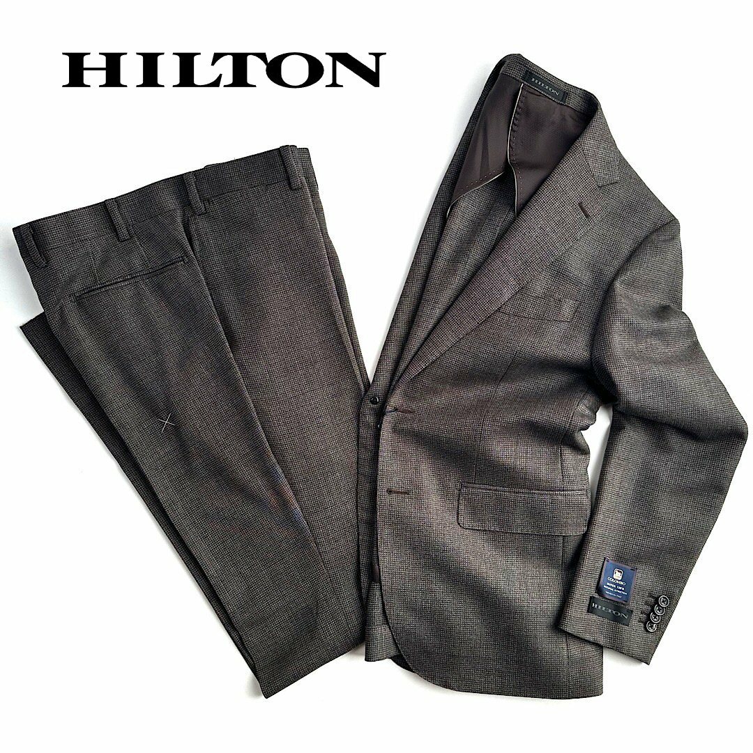 ヒルトン × グアベロ メンズ スーツ セットアップ シルク混 L グレー 