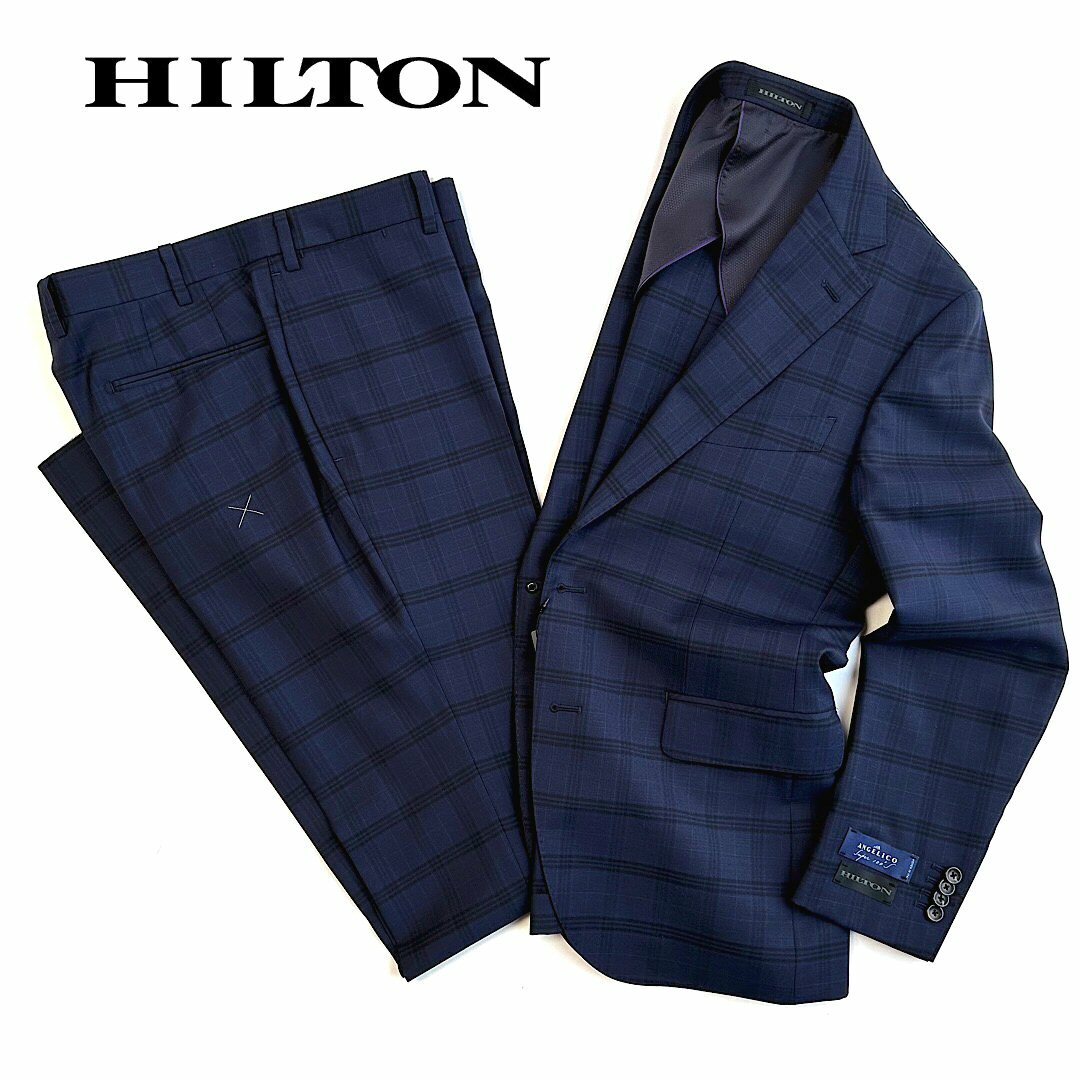 日本買付最高級生地HILTON ヒルトン (AB5)ロロピアーナ メンズスーツ 無地 スーツ