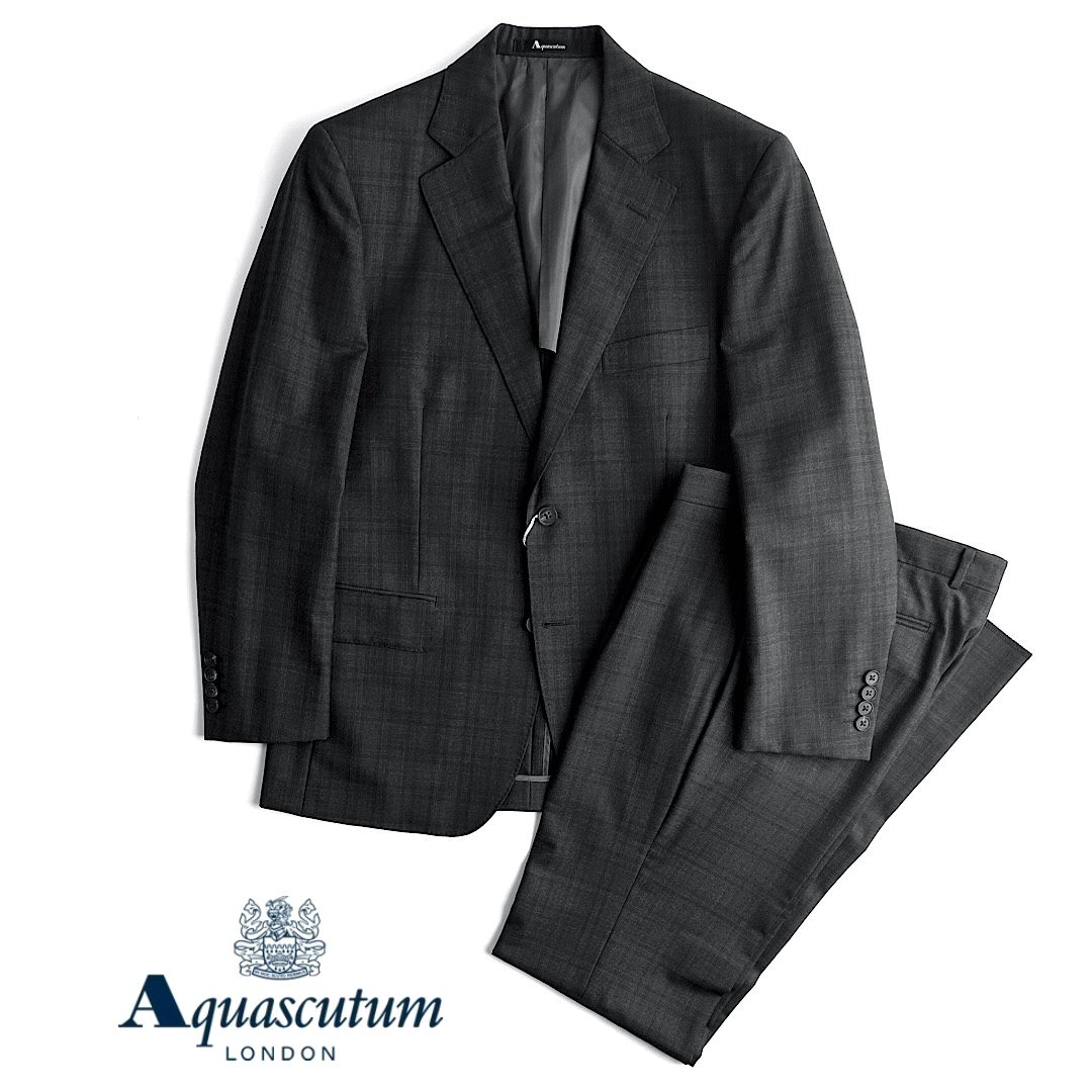 【楽天市場】Aquascutum【アクアスキュータム】日本製Prime Line〜最高級ライン〜ストライプウールスーツダークグレー背抜き仕立て :  toto・noel