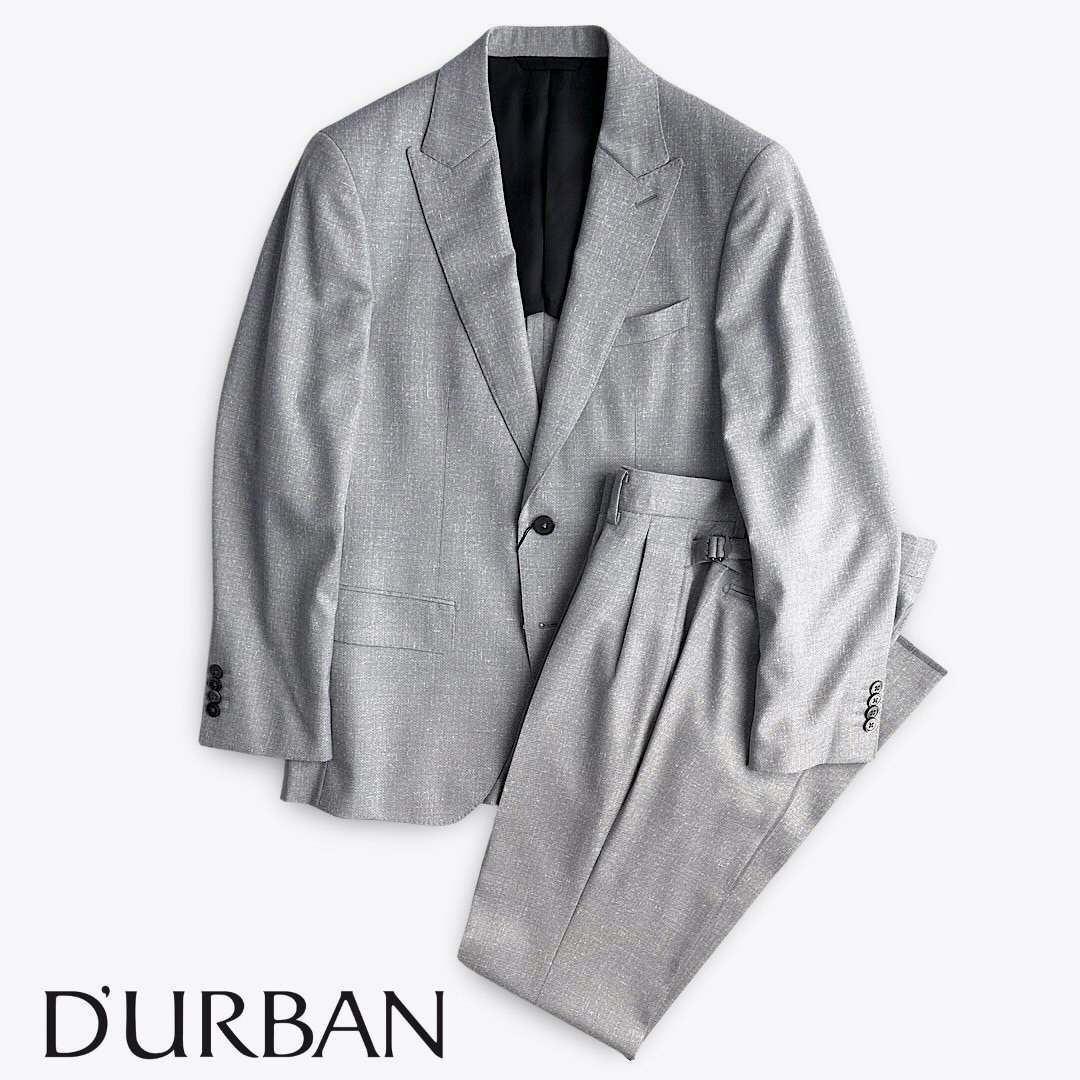 D\u0027URBAN【ダーバン】通貨価値132,000円（税込）日本製 ライトグレーウールスーツシェル釦 貝釦春夏 背抜き仕立てものA4・A5大いさ