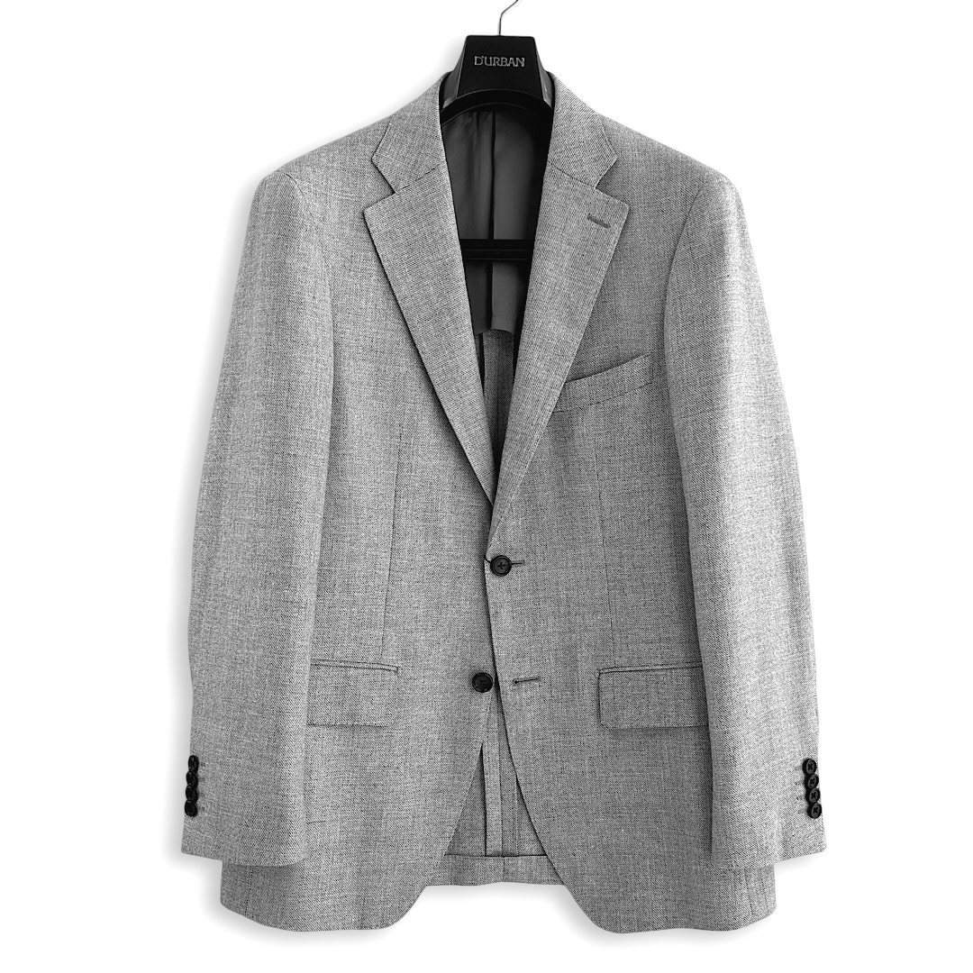 D'URBAN【ダーバン】 定価88,000円（税込） 日本製 シャークスキンジャケット 麻毛シルク ウール リネン メンズ ジャケット 高級 ブランド 春夏 杢調 ライトグレー A5・A6・A7・AB7サイズ