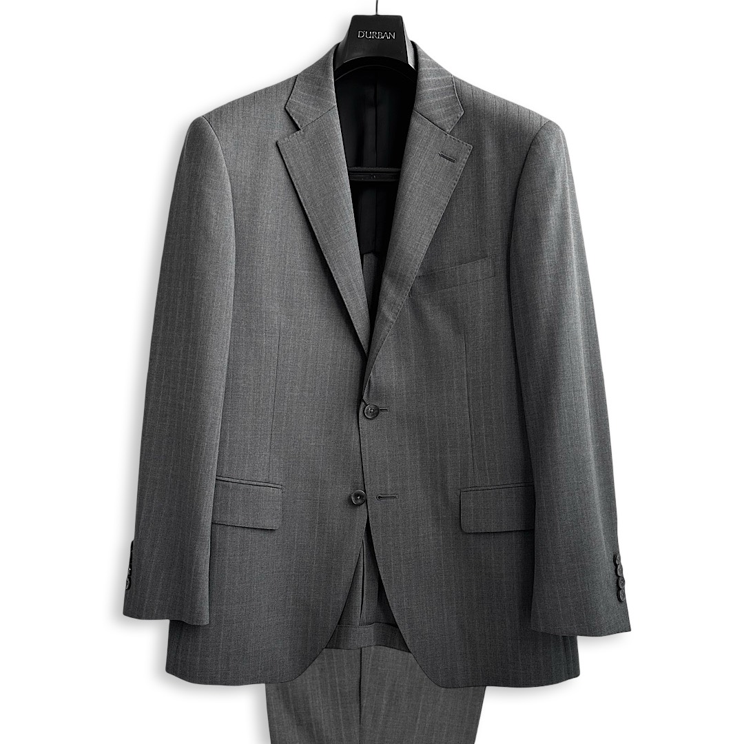 D\u0027URBAN ダーバン通貨価値132,000円（税込）日本製 シャドーストライプスーツZeal MONSOON 冷やりとした操作手順クールビズ 商行為メンズ 背広 御膳上等 ブランドミディアムグレー 春・夏・盛夏A4・A5・A6・A7・AB4・AB6・AB7BB4・BB5・BB6・BB7大いさ