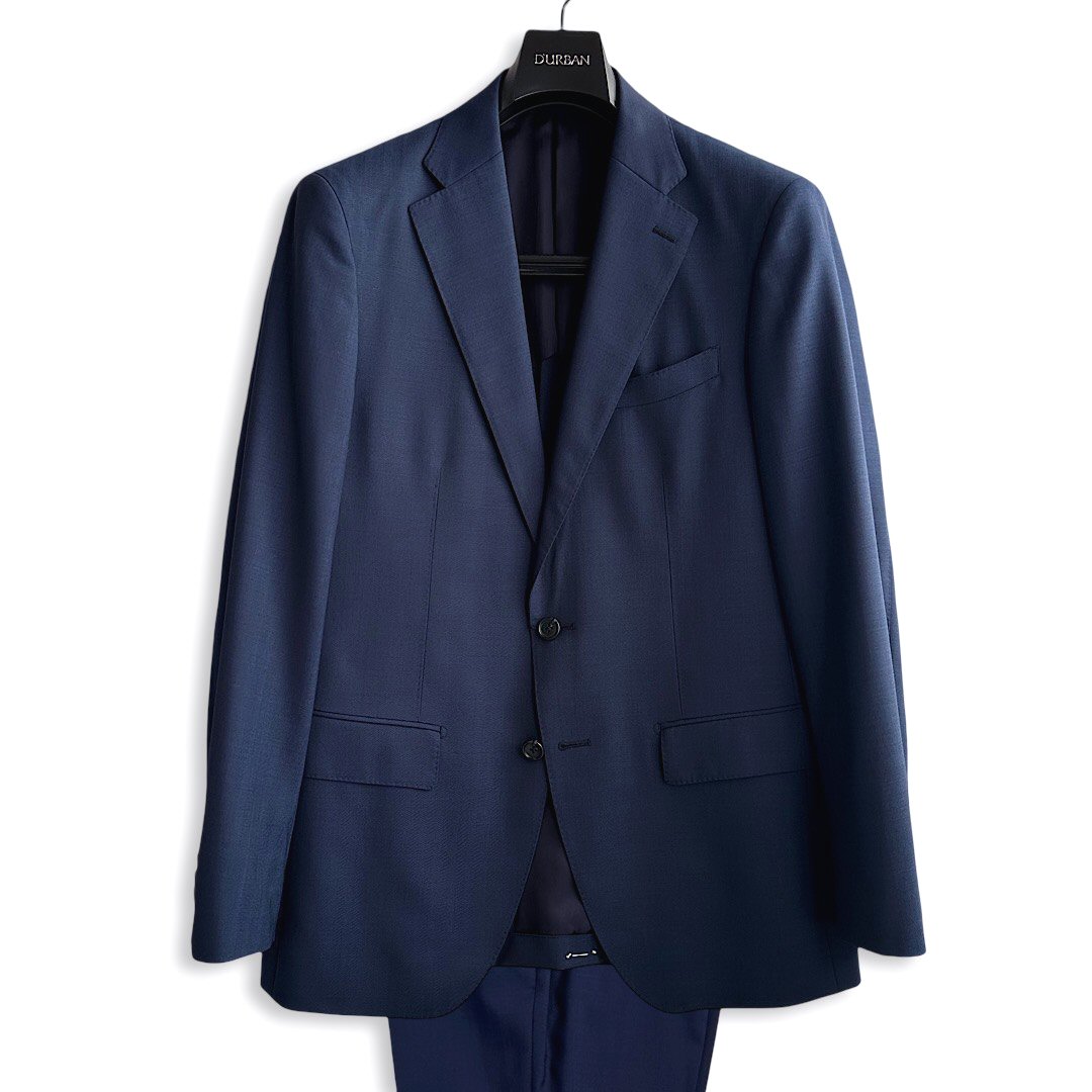 D'URBAN【ダーバン】 定価99,000円（税込） 日本製 Spin.r.a.s.o.生地使用 シャンブレーヘリンボーンウールスーツ メンズ スーツ 高級 ブランド ブルー系 春夏 A5・A6・A7・AB6 Y4・Y5・Y6・Y7サイズ