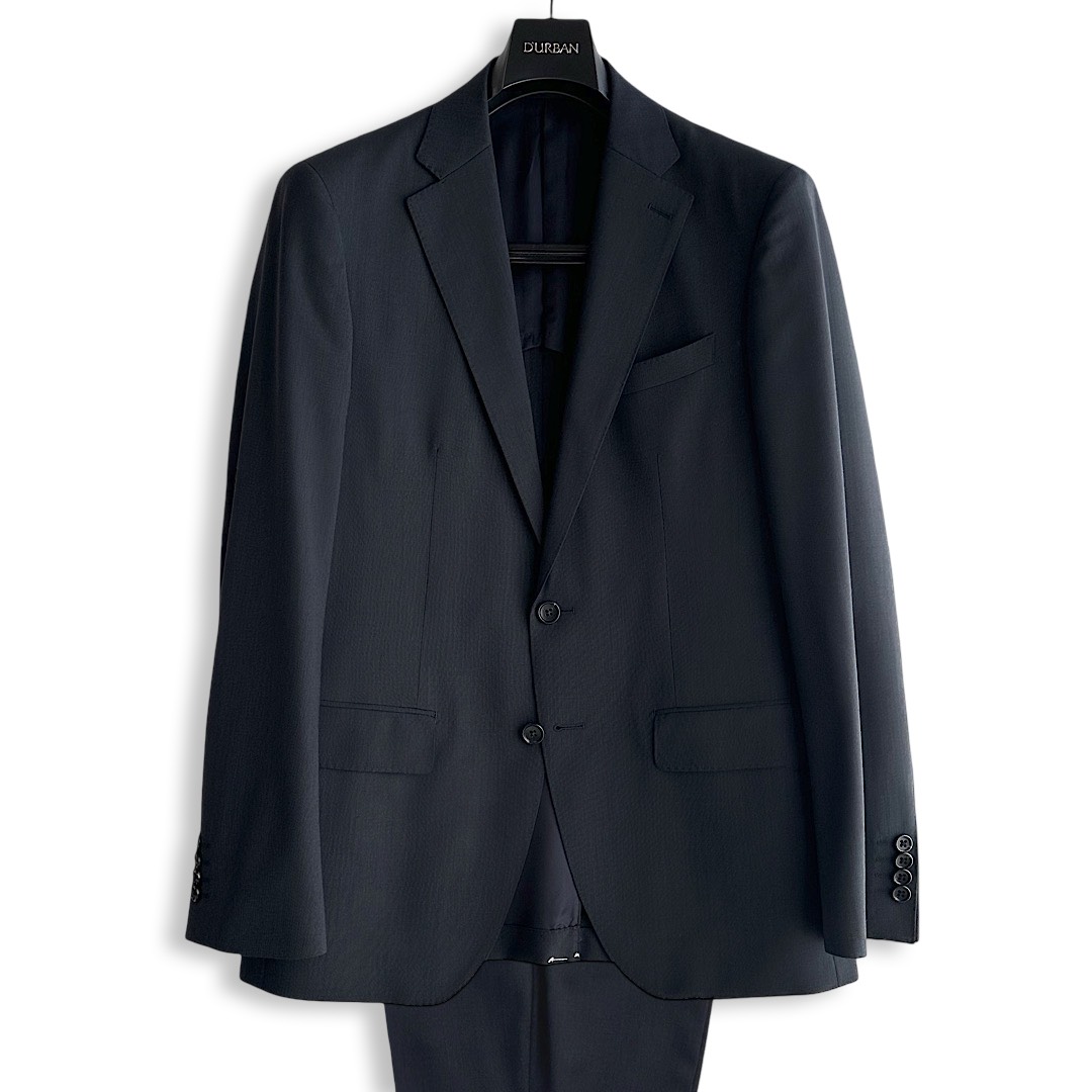 D'URBAN【ダーバン】定価121,000円（税込）日本製 Active r.a.s.o.生地トロピカルウールスーツメンズ スーツ 高級 ブランド2WAYストレッチ 撥水ネイビー 春夏 モヘヤ混ウールA6・BB4サイズ｜toto・noel